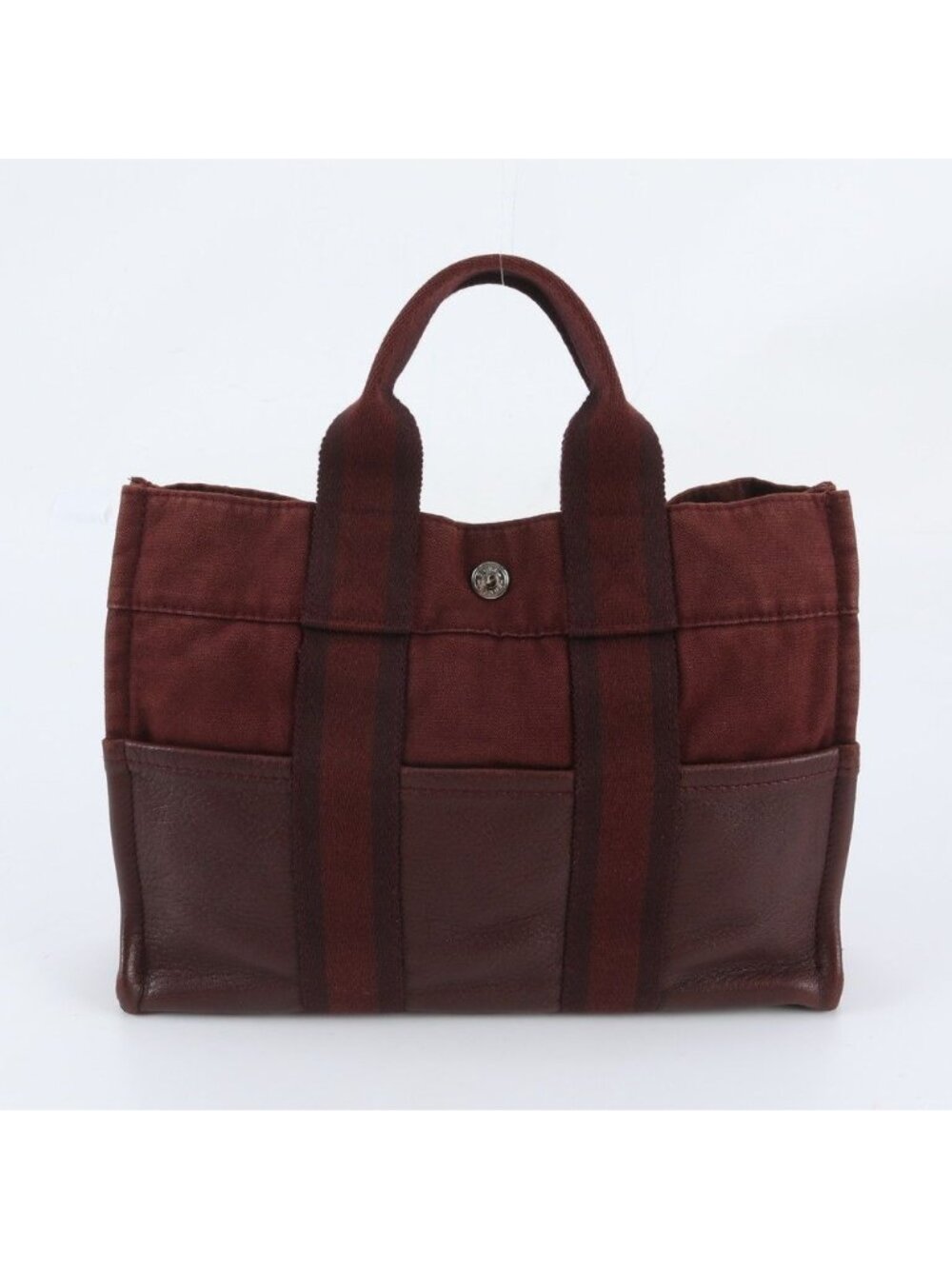 Hermes Fourre Tout PM Leather Canvas Tote Bag Shoulder